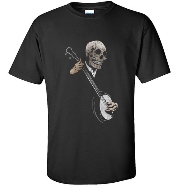 

guitar banjoblues skeleton skull t shirts teach orchestral instruments muisc tshirt for men oversized cotton t-shirts print