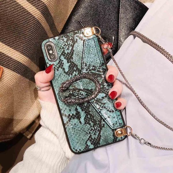 

luxury phone cases snake crossbody bag wallet for iphone 11 pro max xs xr 8 7plus with chain lanyard fashion back cover designer phone cover