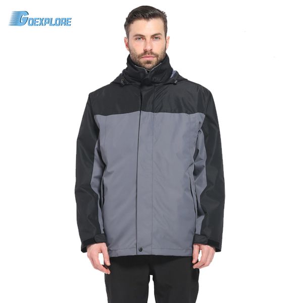 

hiking jackets male brand outdoor 3 in 1 coat jacket winter hunting clothes windproof waterproof coat camping overcoat men, Blue;black