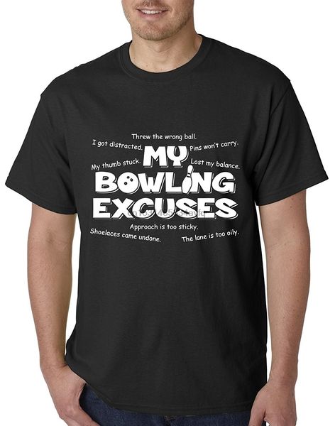 

gift t shirt my bowling excuses fashion mens cotton t-shirt black