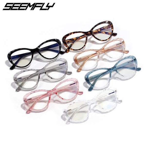 

seemfly cat eye anti blue light glasses women fashion computer eye protection goggle eyeglasses frame spectacle female eyewear, White;black