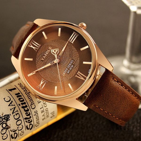 

yazole man wrist watch men watches brand male clock quartz watch for men's business wristwatch new hours, Slivery;brown