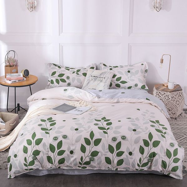 

fashion bedding sets leaves bedclothes twin full  king luxury quilt cover bed flat sheet pillow cases duvet cover set