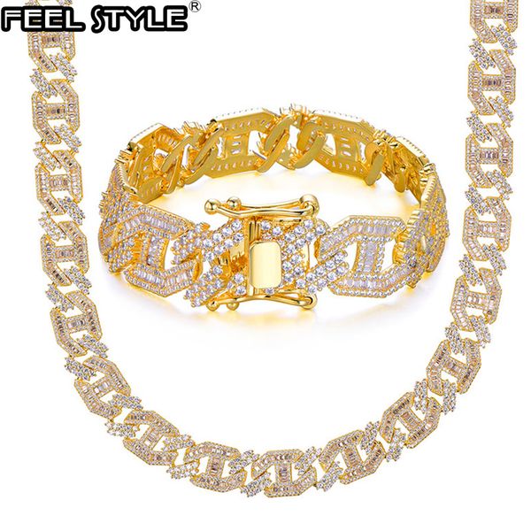 

15mm heavy miami baguette zircon iced out cuban necklace cz prong setting necklaces hip hop jewelry 18'' 24, Silver