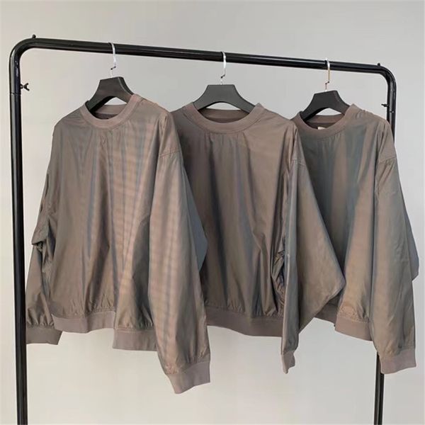 

reflective colorful nylon sweatshirts crewneck men women pullover hoodie, Black