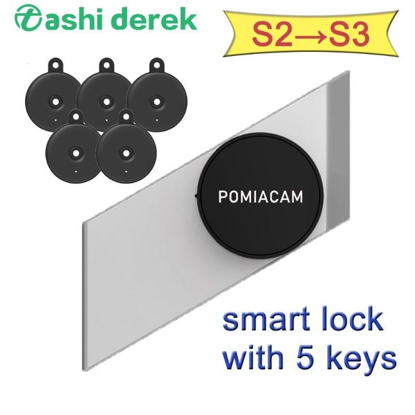 

smart sticker lock with 5 pcs key locking anti-collision design sherlock door digital lock phone app control safety virtual keys
