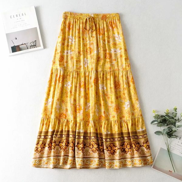 

2020 fashion yellow women's skirts clothing summer fall new women's fashion show thin elastic waist print print half-length skirt, Black