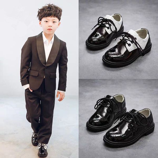 

comfy brogues formal shoes boys toddler pu leather dress sneakers elegant 2020 classic style black wedges shoes child tennis, Black;grey