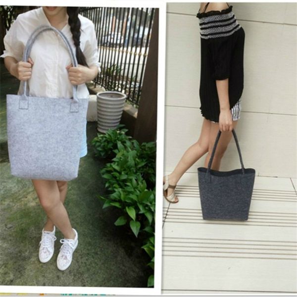 

women shoulder bag supermarket shopping bag female totes casual solid felt handbag convenient daily life large capacity 2020 new