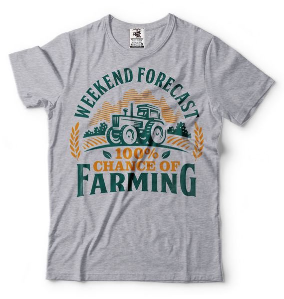 

2019 fashion summer style weekend forecast 100% chance of farming funny farmer t-shirt farmer clothes tee tee shirt