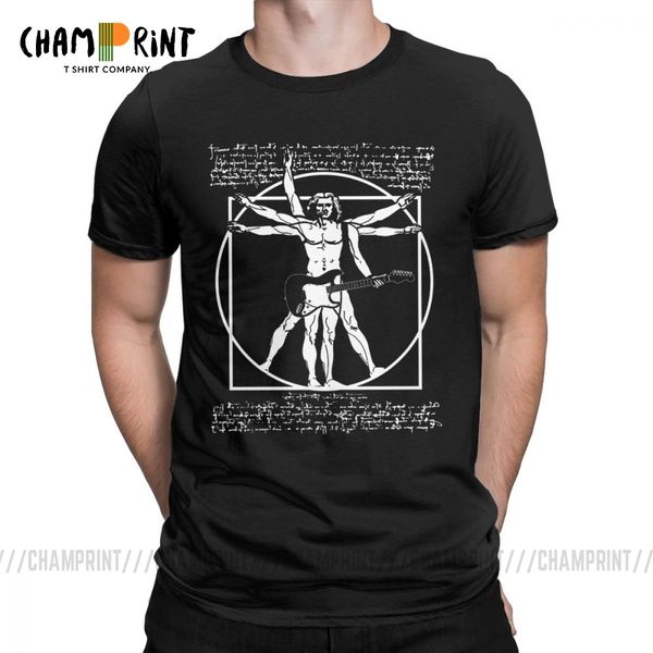 

vitruvian man playing the guitar men's t shirt da vinci guitarist leonardo funny tee shirt cotton t-shirt gift idea clothes