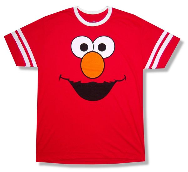 

sesame street elmo face red ringer t shirt new official s 2xl