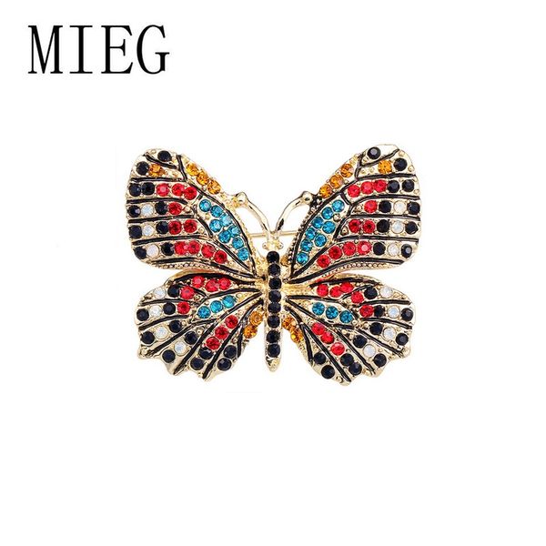 

mieg brand various colors beautiful crystal butterfly brooch for women animal rhinestone pins costume jewelry accessories, Gray
