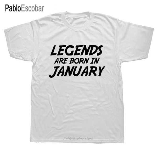 

legends are born in january letters printed t shirts men funny birthday gift men's cotton t-shirt man short sleeve tees
