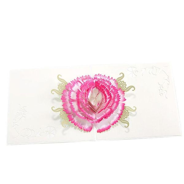 

color printing carnation flowers 3d up greeting card envelope postcard hollow carved handmade card gift