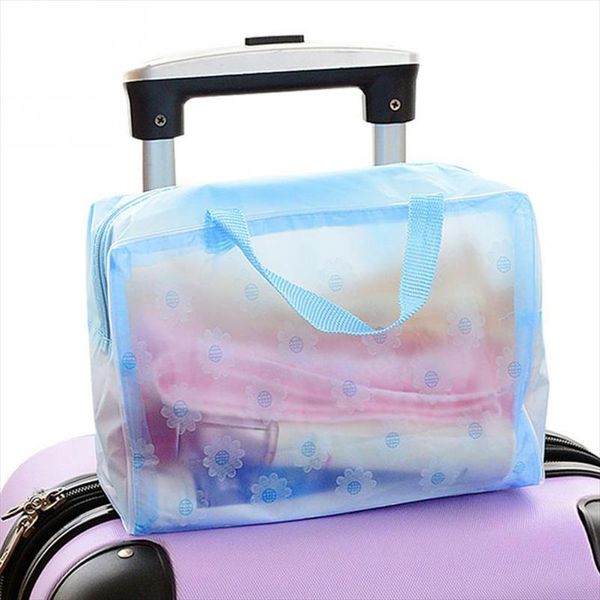 

2020 transparent waterproof cosmetic bag floral printed makeup bag travel organizer korean bathroom wash bag large 20