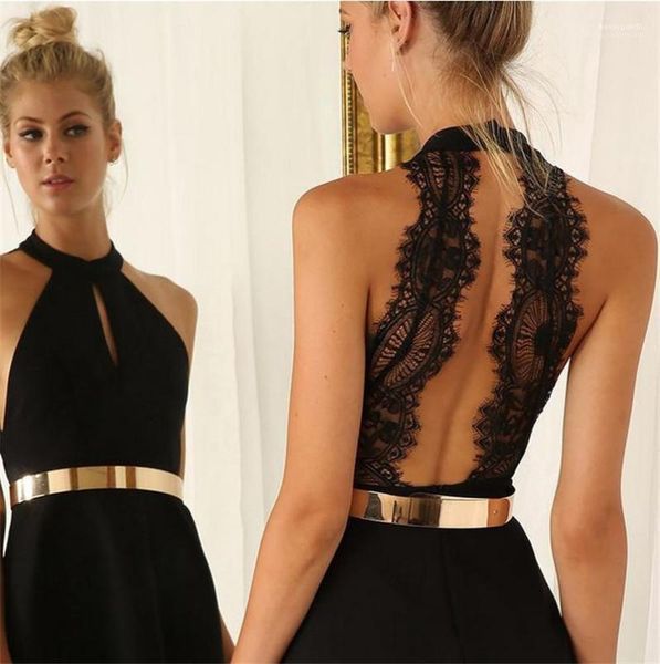 

dress casual womens apparel lace women summer dresses fashion hollow out halter backless party midi, Black;gray