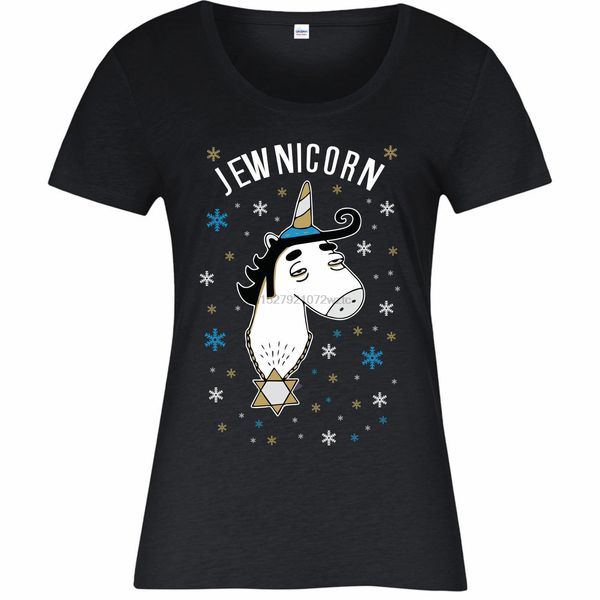 

happy hanukkah t-shirt jewnicorn hanukkah celebrations festive gift ladies top