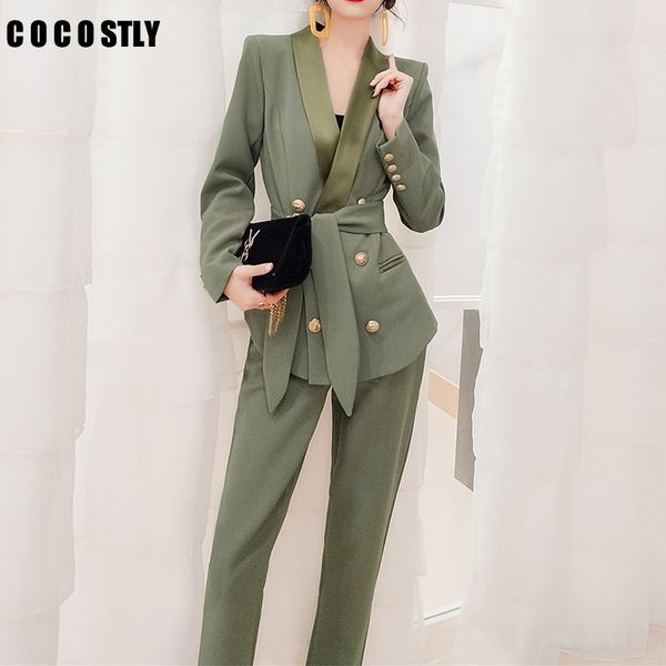

new suit women blazer set solid color professional pants suit office lady 2 piece sets womens outfits costume femme, White
