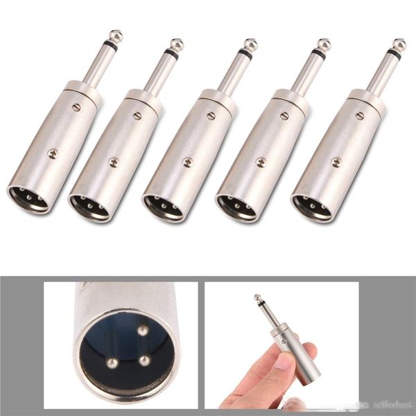 

5pcs 3-pin xlr male to mono 6.35mm 1/4