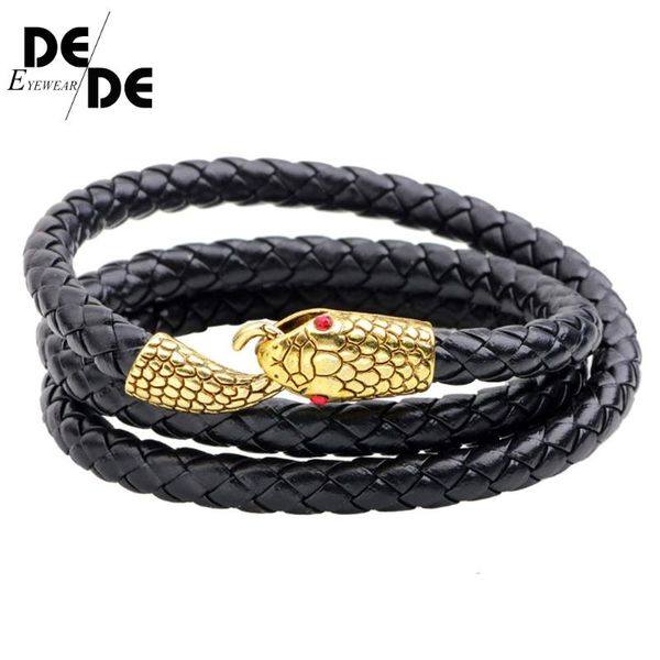 

панк из нержавеющей стали pu кожаные браслеты мужчины женщины сбора винограда ювелирных изделий snake chain link браслеты шарма мужской puls, Golden;silver