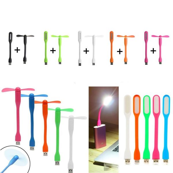 

creative usb fan flexible portable mini fan and usb led light lamp for power bank & notebook & computer summer gadget