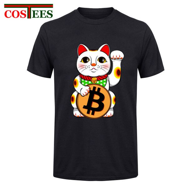 

selling bitcoin lucky cat maneki neko t shirts pre-cotton t-shirt new design men's bitcoin t shirt for male 2017 new fashion