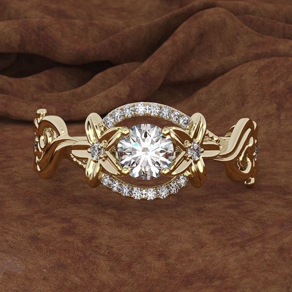 

wedding rings fashion jewelry flowers with zircon ring, Slivery;golden