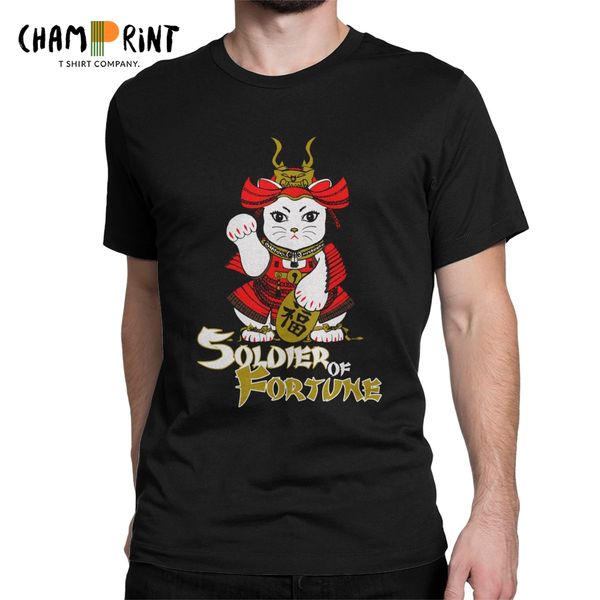 

soldier of fortune футболки для мужчин хлопок vintage футболки maneki neko japan lucky cat tee с коротким рукавом одежда для взрослых