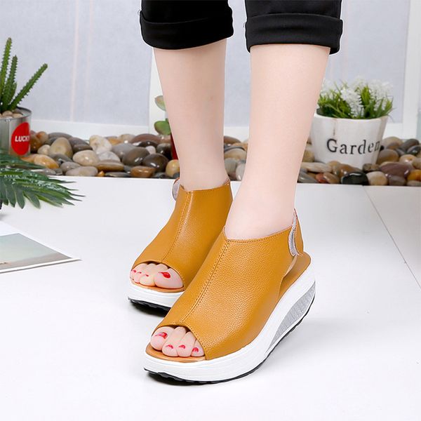 

summer woman sandals loop shoes ladies casual peep female hook women's comfortable footwear plus size toe women fashion wedges, Black