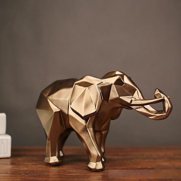 

fashion abstract gold elephant statue resin ornaments home decoration accessories gift geometric elephant sculpture crafts room t200331