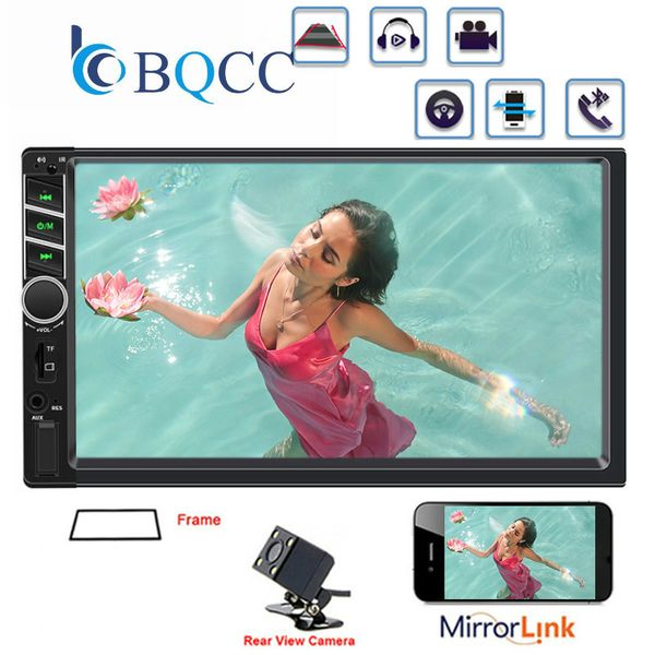 

2 din car radio 7" hd touch screen mirrorlink auto bluetooth stereo multimedia player rear view camera tape recorder