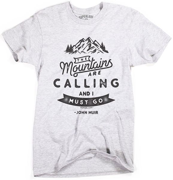 

superluxe™ mens the mountains are calling and i must go john muir t-shirt t shirts casual brand clothing cotton