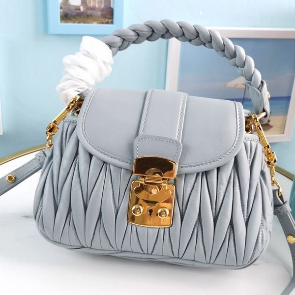 

women messenger bags purse genuine leather bag lambskin woven leather portable metal lock detachable adjustable shoulder strap