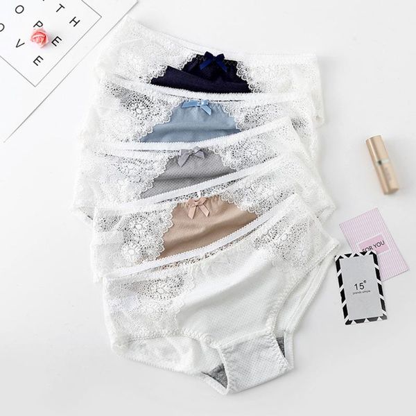 

women's panties summer products japanese underwear cute sweet lace bow ladies low waist briefs, Black;pink