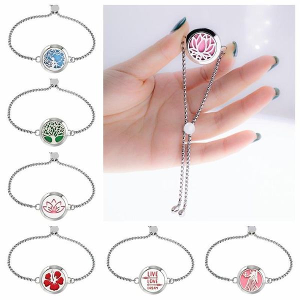 

live love dream angel lotus love heart essential oil diffuser locket perfume bracelet stainless steel 25mm locket bangle 10pads, Black