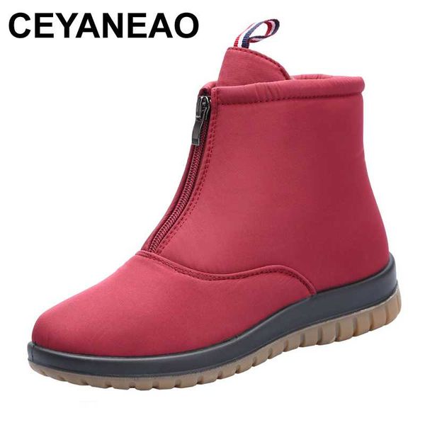 

ceyaneaofront zipper easy dress shoes women 2020 snow boots ankle plush fur boots warm snow for women mother ankle, Black