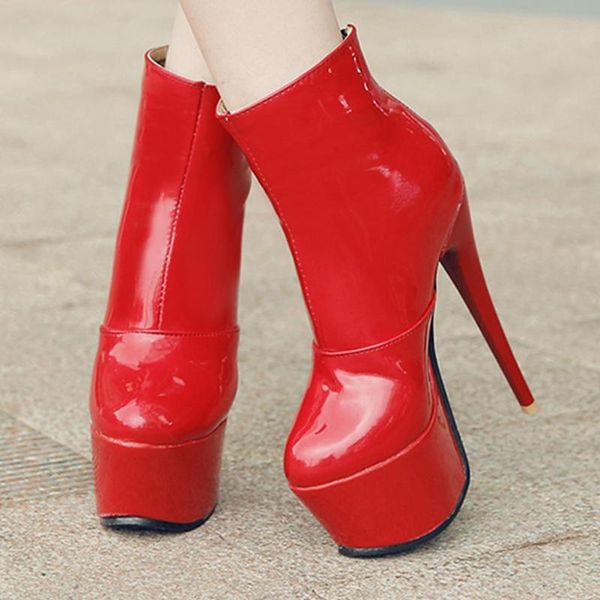 

ribetrini female platform metal buckle zipper shoes dress party ankle women boots party casual consise boots, Black