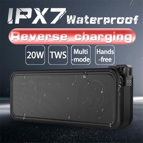 

x7 outdoor ipx7 waterproof speaker wireless bluetooth speakers tws stereo sound box 20w subwoofer support u with aux with mic