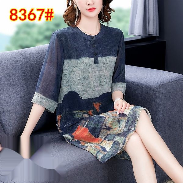 

broad lady fragrant cloud yarn long skirt formal silk middle-aged and elderly women's 2019 summer new mother dress long dress oixyx, Black;gray