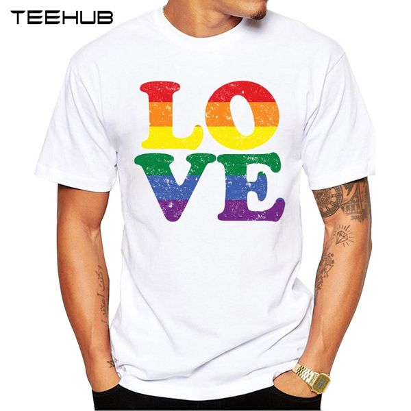 

2019 teehub new cool men's fashion rainbow love design t-shirt short sleeve o-neck hipster tee