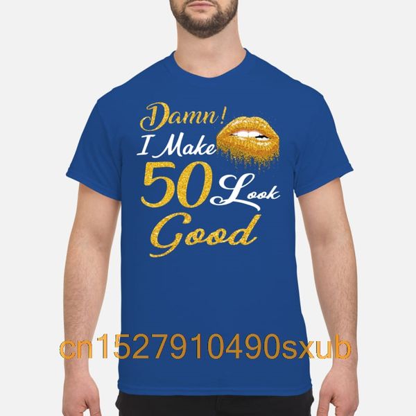 

fashion men's t-shirts clothing printing cotton men's collar shirt lips damn i make 50 look good shirt
