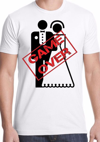 

game over t-shirt stag do marriage gift personalised funny humor wedding groom summer casual tee shirt