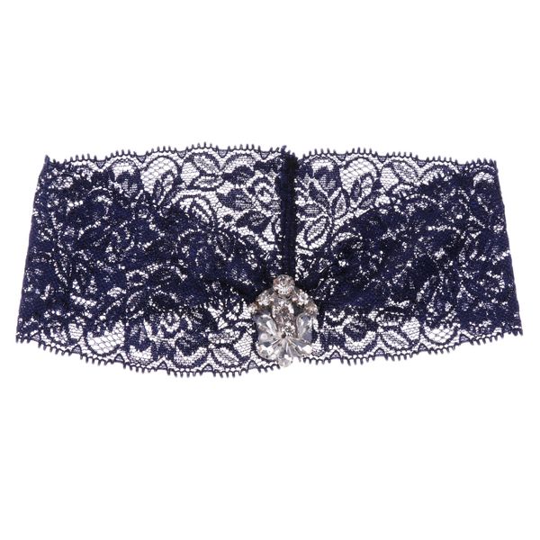 

wedding bridal lace flower rhinestone crystal leg garter thigh ring, White