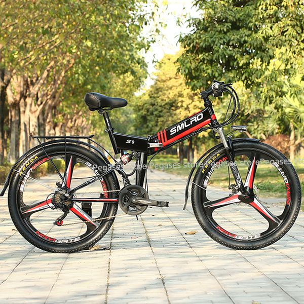 

electric bike 48v 500w 13ah lithium battery electric bicycle 21 speed folding powerful motor mountain ebike snow /beach e bike, Silver;blue