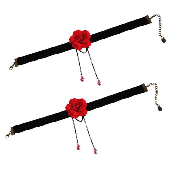 

2pcs бархотка женщины ожерелье красная роза ключицы цепи творческий шеи цепи декор шеи украшение сексуальная элегантный женский n, Silver
