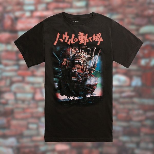 

новые прибытия mens studio ghibli ходячий замок кандзи футболка slim fit top graphic shirt black топы тис молодежи 100% хлопок