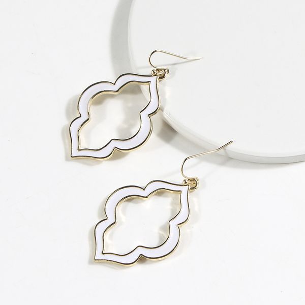 

dangle & chandelier 2021 geometry hollow out enamel earring for women, Silver