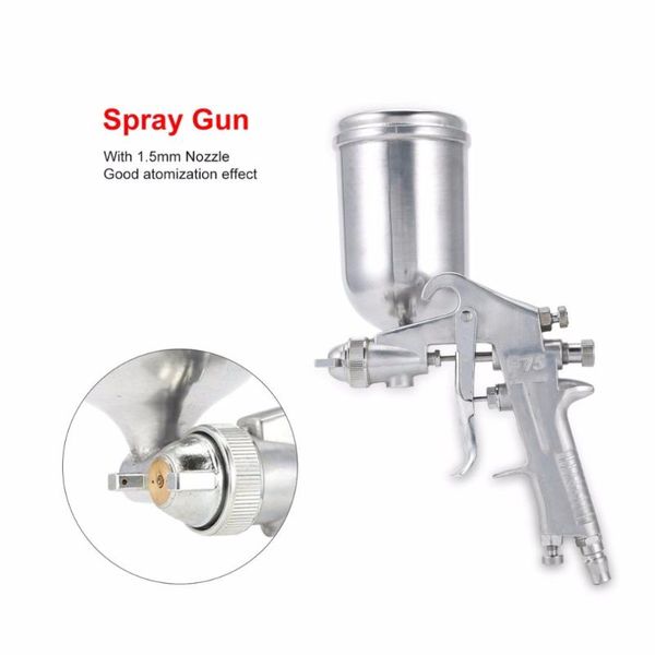 

f75 air painter spray gun pneumatic 1.5mm nozzle 400ml airbrush sprayer painting atomizer tool with hopper for painting cars