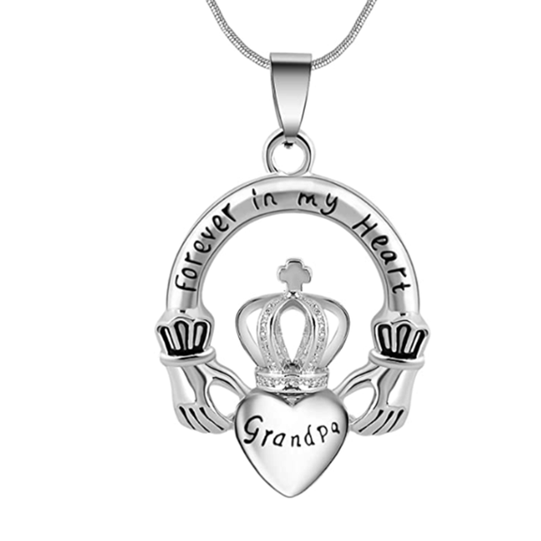 

pendant necklaces forever in my heart crown ash urn memorial necklace cremation jewelry, Silver